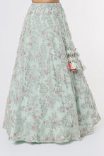 Load image into Gallery viewer, Aqua organza embroidered lehenga