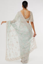 Load image into Gallery viewer, Mint Green Organza Embellished Saree Set