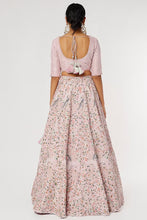 Load image into Gallery viewer, Pink raw silk embroidered lehenga