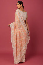 Load image into Gallery viewer, Peach Organza Embellished Saree Set