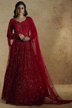 Load image into Gallery viewer, Red net self on self work gown