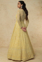 Load image into Gallery viewer, Lemon net self on self embroidered lehenga