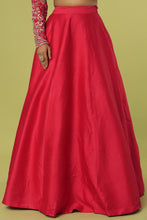 Load image into Gallery viewer, Red raw silk heavily embroidered jacket lehenga