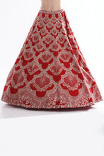 Load image into Gallery viewer, Red raw silk hand embroidered lehenga