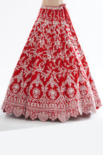 Load image into Gallery viewer, Red raw silk zardozi work lehenga