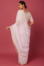 Load image into Gallery viewer, Blush Pink Organza Embroidered Saree Set