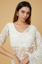 Load image into Gallery viewer, Ivory Embellished Saree Set