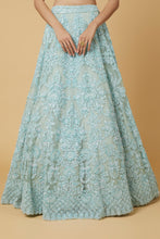 Load image into Gallery viewer, Ice blue net thread and sequins embroidered lehenga