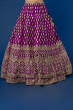Load image into Gallery viewer, Purple raw silk zari embroidered lehenga