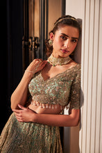 Load image into Gallery viewer, AQUA ORGANZA EMBROIDERED SET