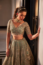 Load image into Gallery viewer, AQUA ORGANZA EMBROIDERED SET