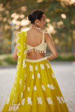 Load image into Gallery viewer, Moss Green Flower Lehenga Set