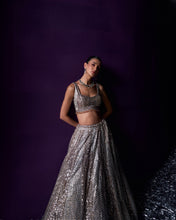 Load image into Gallery viewer, Grey Organza Lehenga Set