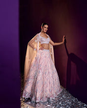 Load image into Gallery viewer, Pink Net Lehenga Set