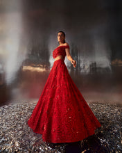 Load image into Gallery viewer, Red Net Lehenga Set