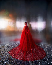 Load image into Gallery viewer, Red Net Lehenga Set