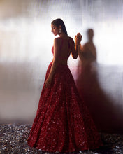 Load image into Gallery viewer, Red Net Lehenga Set