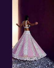 Load image into Gallery viewer, Ice Blue Net Lehenga Set