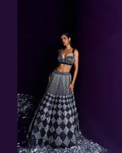 Load image into Gallery viewer, Midnight Blue Net Lehenga Set