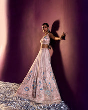Load image into Gallery viewer, Peach Net Lehenga Set