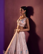 Load image into Gallery viewer, Peach Net Lehenga Set