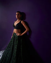 Load image into Gallery viewer, Green Organza Lehenga Set