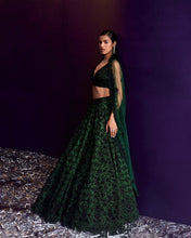 Load image into Gallery viewer, Green Organza Lehenga Set