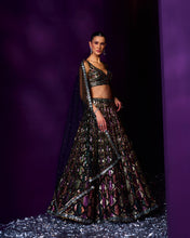 Load image into Gallery viewer, Emerald Green Organza Lehenga Set