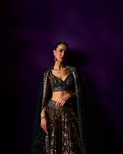 Load image into Gallery viewer, Emerald Green Organza Lehenga Set