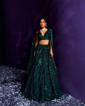 Load image into Gallery viewer, Emerald Green Net Lehenga Set