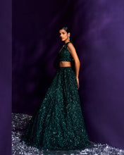 Load image into Gallery viewer, Emerald Green Net Lehenga Set