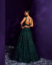 Load image into Gallery viewer, Emerald Green Net Lehenga Set
