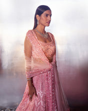 Load image into Gallery viewer, Blush Pink Net Lehenga Set