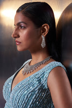 Load image into Gallery viewer, Tiffany Blue Net Lehenga Set