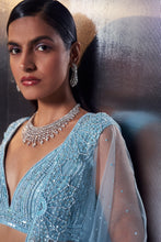 Load image into Gallery viewer, Tiffany Blue Net Lehenga Set