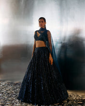 Load image into Gallery viewer, Electric Blue Net Lehenga Set