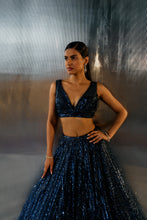 Load image into Gallery viewer, Electric Blue Net Lehenga Set