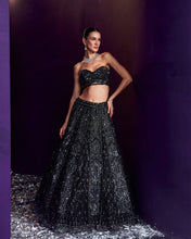Load image into Gallery viewer, Black Net Lehenga Set