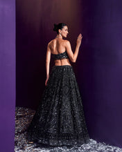 Load image into Gallery viewer, Black Net Lehenga Set