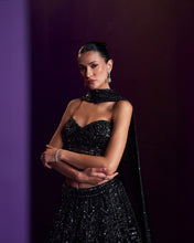 Load image into Gallery viewer, Black Net Lehenga Set