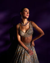 Load image into Gallery viewer, Gold Net Lehenga Set