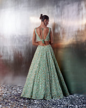Load image into Gallery viewer, Sea Green Organza Lehenga Set