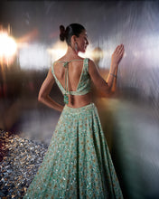 Load image into Gallery viewer, Sea Green Organza Lehenga Set