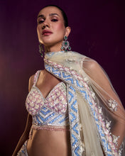 Load image into Gallery viewer, Ivory Net Lehenga Set