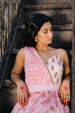 Load image into Gallery viewer, Blush Pink Floral Printed Embroidered Gown