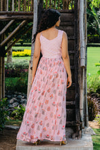 Load image into Gallery viewer, Blush Pink Floral Printed Embroidered Gown