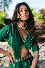 Load image into Gallery viewer, Emerald Green Embroidered Lehenga Set