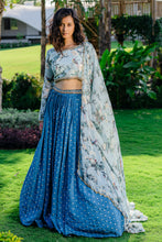 Load image into Gallery viewer, Powder Blue Printed & Embroidered Lehenga Set