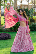 Load image into Gallery viewer, Mauve Printed & Embroidered Lehenga Set