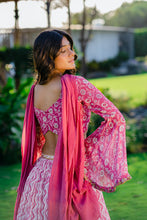 Load image into Gallery viewer, Mauve Printed & Embroidered Lehenga Set